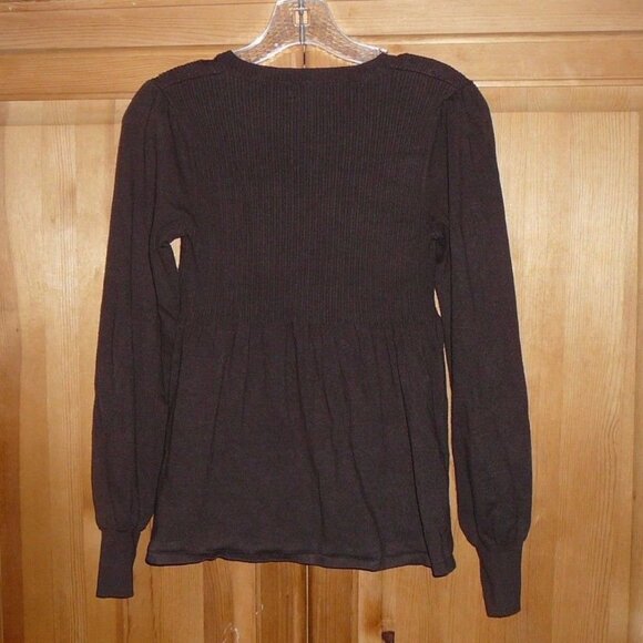 APT 9 SIZE M WOMEN'S Thin Knit Brown Blouse Peasant Style Top - Picture 4 of 4